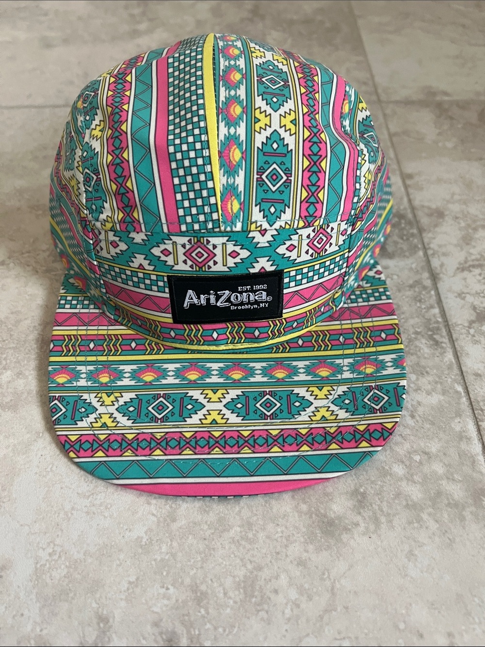 Arizona Jean Company Multicolor Aztec-Print Camp Cap - Teal, Pink & Yellow